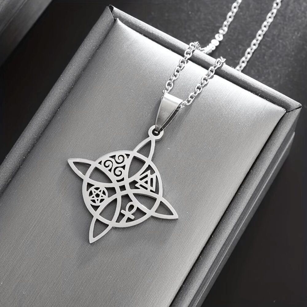 Witches Knot Sacred Symbols Protection Pendant Necklace